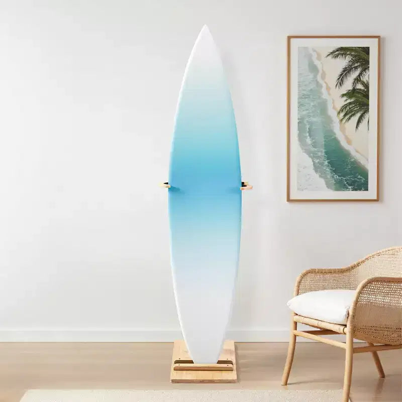 Supporto verticale per tavole da surf, rastrelliera in legno per riporre ed esporre, regolabile e autoportante, legno naturale
