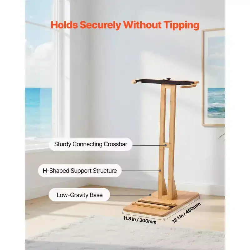 Supporto verticale per tavole da surf, rastrelliera in legno per riporre ed esporre, regolabile e autoportante, legno naturale