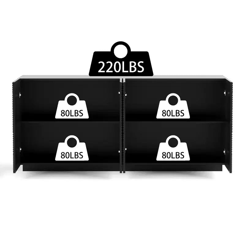 Credenza/Buffet Moderno di Metà Secolo con 60 Vani Contenitore, Ripiani Regolabili, Motivo Geometrico, Mobile TV per Soggiorno