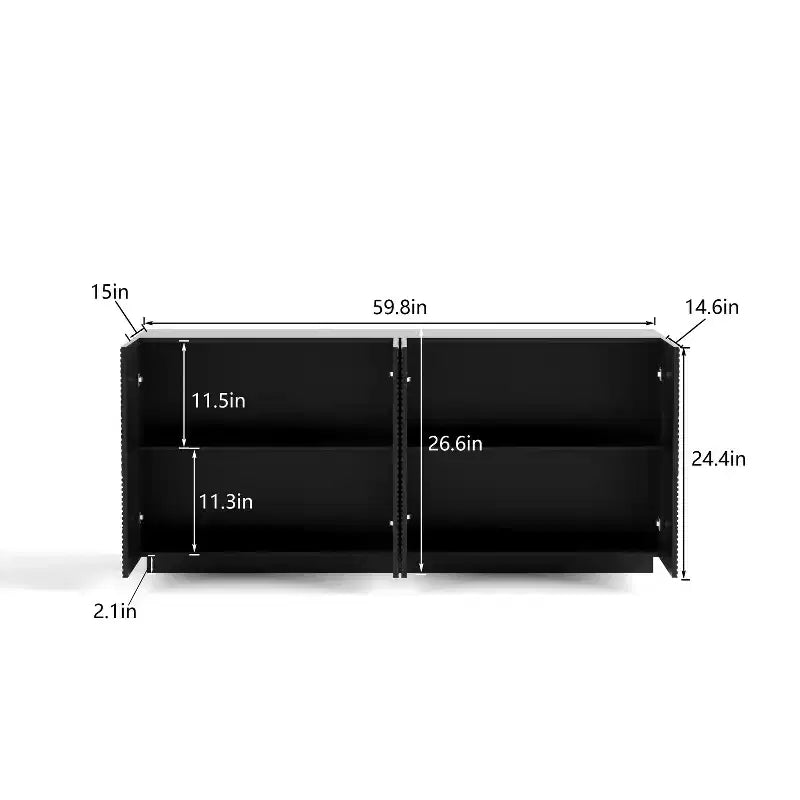 Credenza/Buffet Moderno di Metà Secolo con 60 Vani Contenitore, Ripiani Regolabili, Motivo Geometrico, Mobile TV per Soggiorno