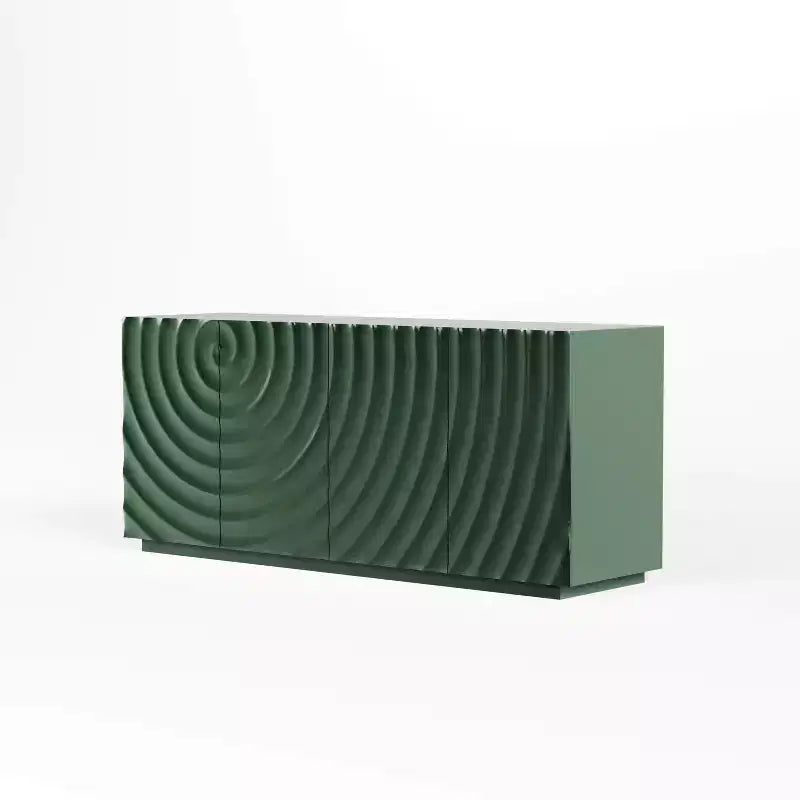 Credenza a buffet moderna di metà secolo da 60 pollici con contenitore, ripiani regolabili, motivo geometrico, console TV multimediale