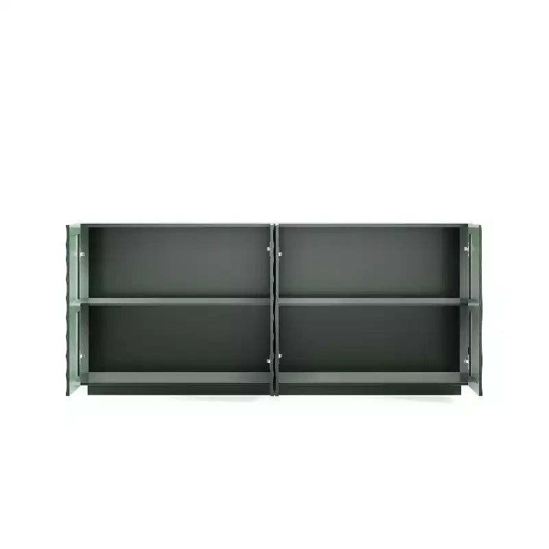 Credenza a buffet moderna di metà secolo da 60 pollici con contenitore, ripiani regolabili, motivo geometrico, console TV multimediale