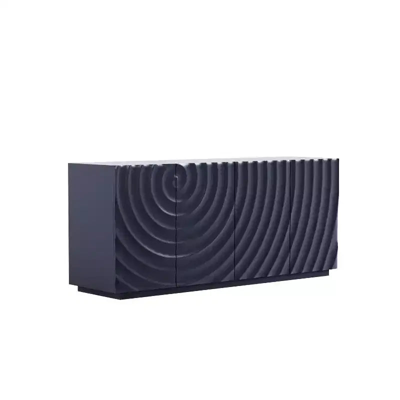 Credenza a buffet moderna di metà secolo da 60 pollici con contenitore, ripiani regolabili, motivo geometrico, console TV multimediale