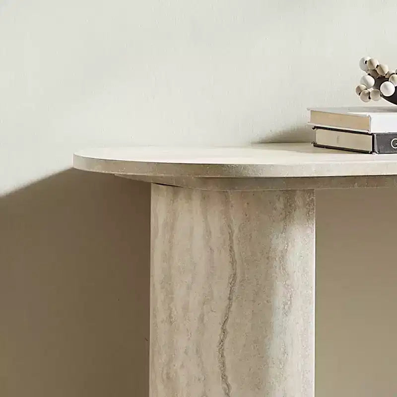 Consolle Moderna, Tavolo d'Ingresso Minimalista con Bordi Arrotondati e Motivo Effetto Marmo