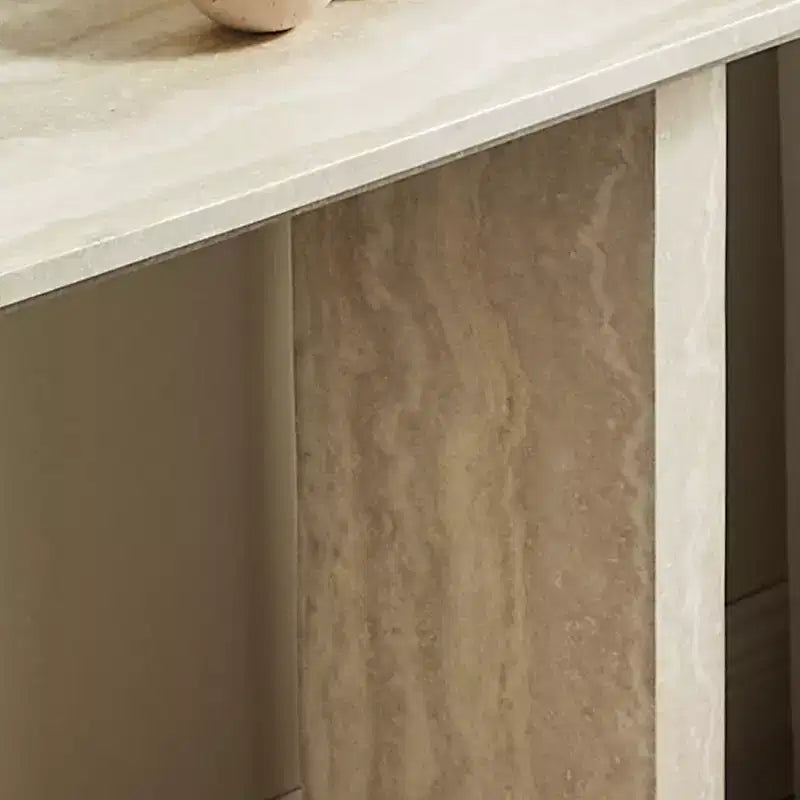Consolle Moderna, Tavolo d'Ingresso Minimalista con Bordi Arrotondati e Motivo Effetto Marmo