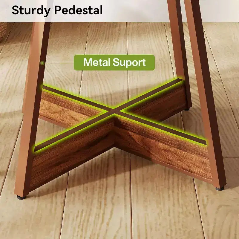 Tavolo da pranzo rotondo da 39" stile rustico per 2-4 persone, in legno marrone