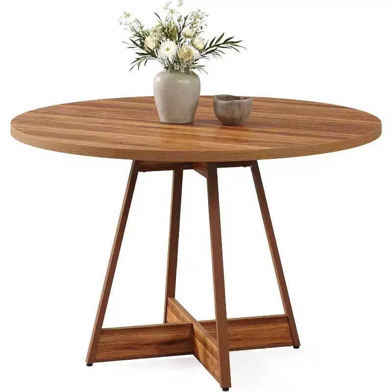 Tavolo da pranzo rotondo da 39" stile rustico per 2-4 persone, in legno marrone