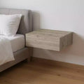 Comodino Sospeso a un Cassetto Gray Wood, Montaggio a Parete, 39,9 cm L x 34 cm P