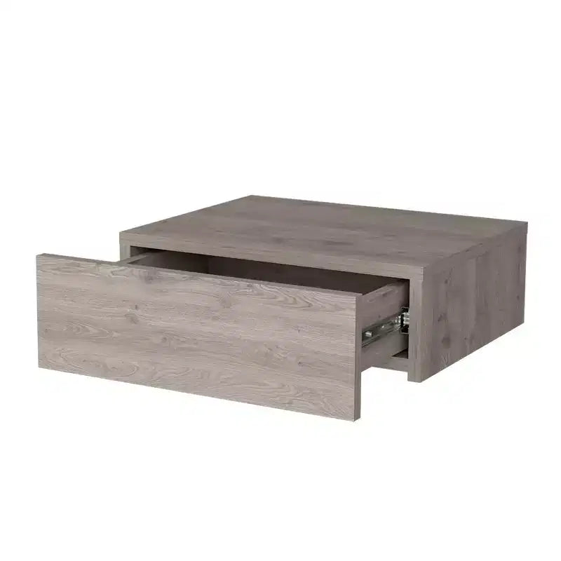 Comodino Sospeso a un Cassetto Gray Wood, Montaggio a Parete, 39,9 cm L x 34 cm P