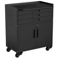 VIYET 34 Heavy-Duty Rolling Metal Tool Cabinet - 3-Drawer Garage Storage Organizer with Lockable Wheels, Black
