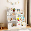 4-Tier Wooden Kids Bookshelf with Toy Storage, Front-Facing Book Display Organizer for Kids Room, White