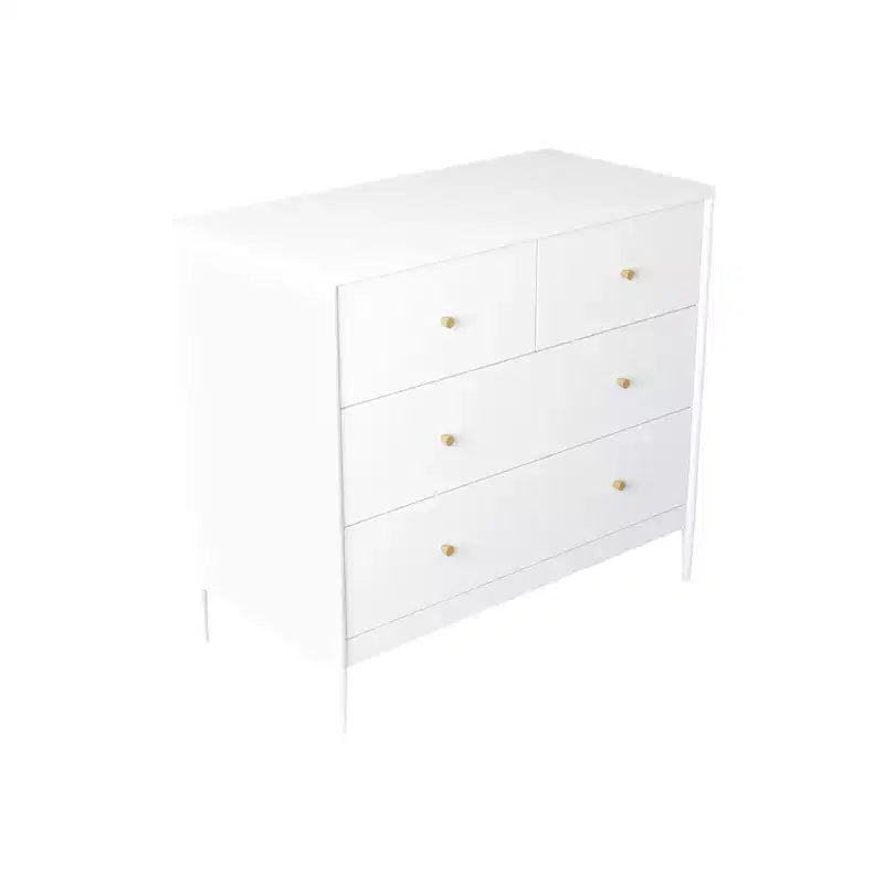 Cassettiera a 4 cassetti per bambini, mobile contenitore in legno per cameretta o stanza da letto, 90 cm di larghezza, bianco