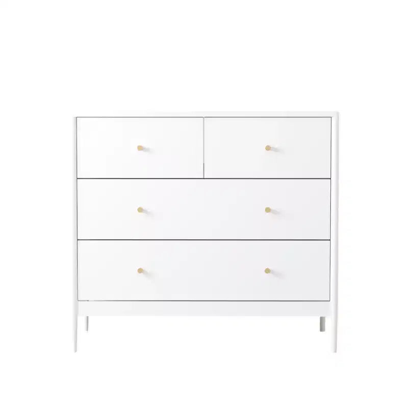 Cassettiera a 4 cassetti per bambini, mobile contenitore in legno per cameretta o stanza da letto, 90 cm di larghezza, bianco