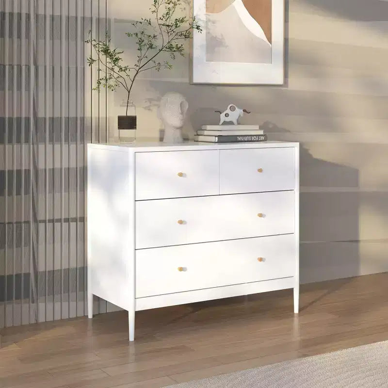 Cassettiera a 4 cassetti per bambini, mobile contenitore in legno per cameretta o stanza da letto, 90 cm di larghezza, bianco