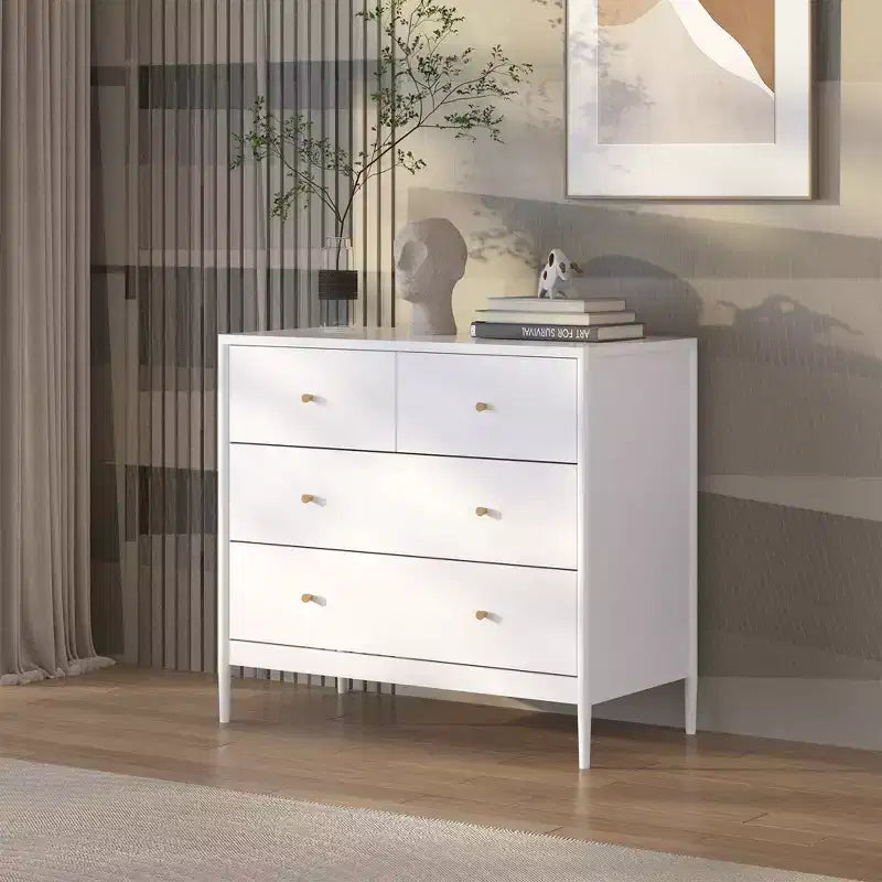 Cassettiera a 4 cassetti per bambini, mobile contenitore in legno per cameretta o stanza da letto, 90 cm di larghezza, bianco