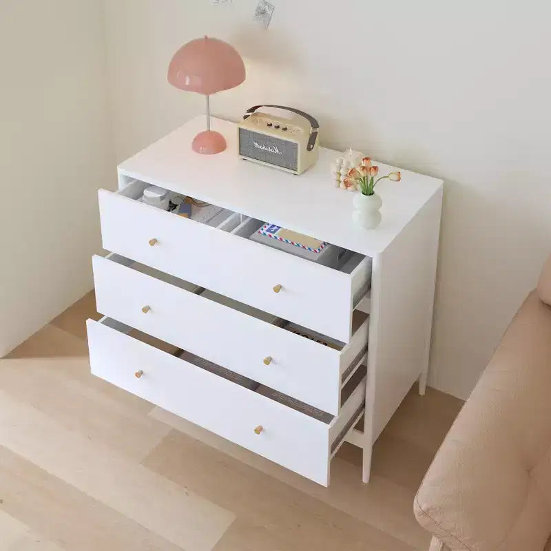 Cassettiera a 4 cassetti per bambini, mobile contenitore in legno per cameretta o stanza da letto, 90 cm di larghezza, bianco