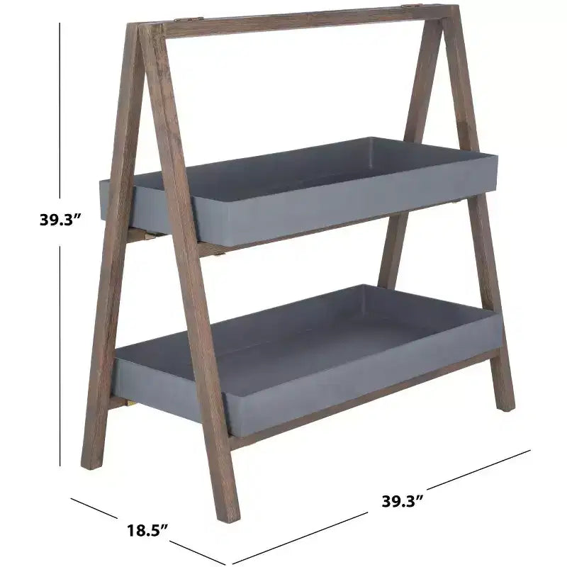 Scaffale portatutto a 2 ripiani in legno di acacia, per interni ed esterni, stile tradizionale
