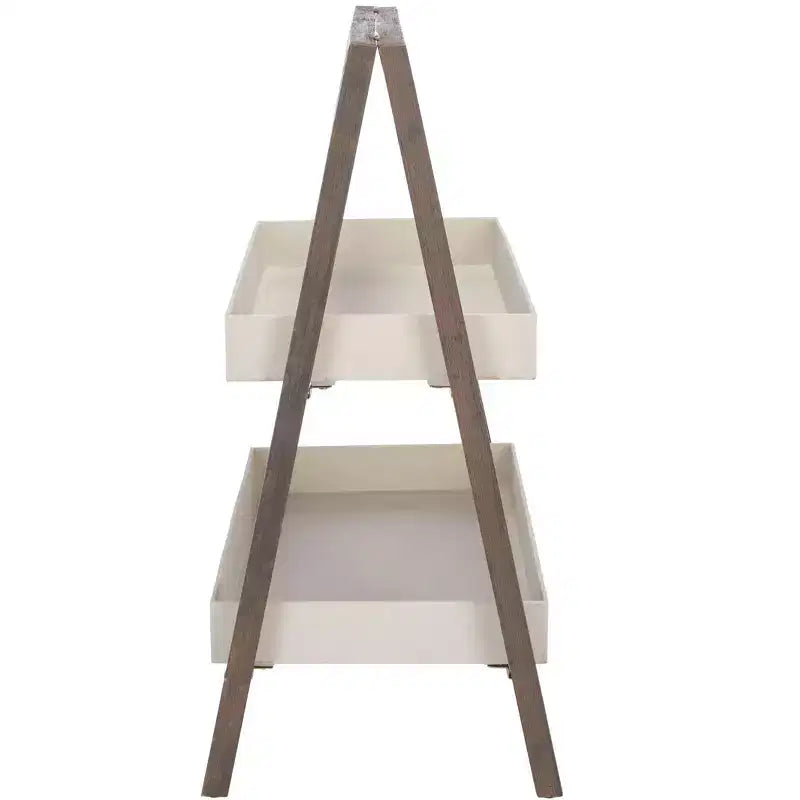 Scaffale portatutto a 2 ripiani in legno di acacia, per interni ed esterni, stile tradizionale