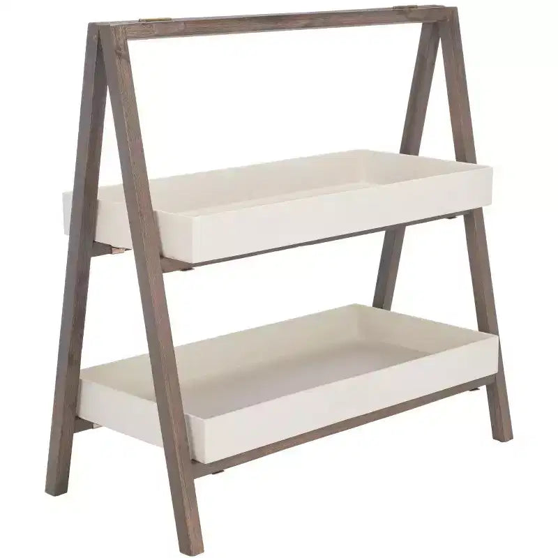 Scaffale portatutto a 2 ripiani in legno di acacia, per interni ed esterni, stile tradizionale