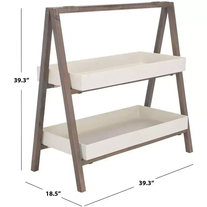 Scaffale portatutto a 2 ripiani in legno di acacia, per interni ed esterni, stile tradizionale