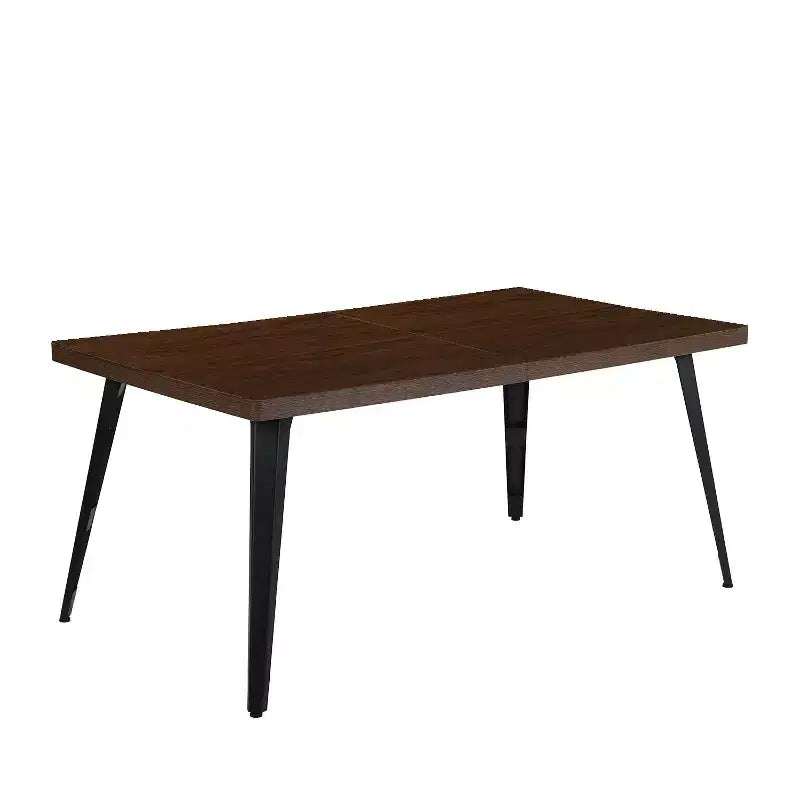 HomeRoots 63 Dark Brown and Black Wood and Steel Dining Table