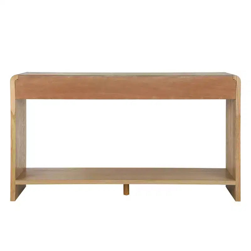 Consolle moderna da ingresso con 3 cassetti, doghe verticali e bordo arrotondato, larghezza 150 cm