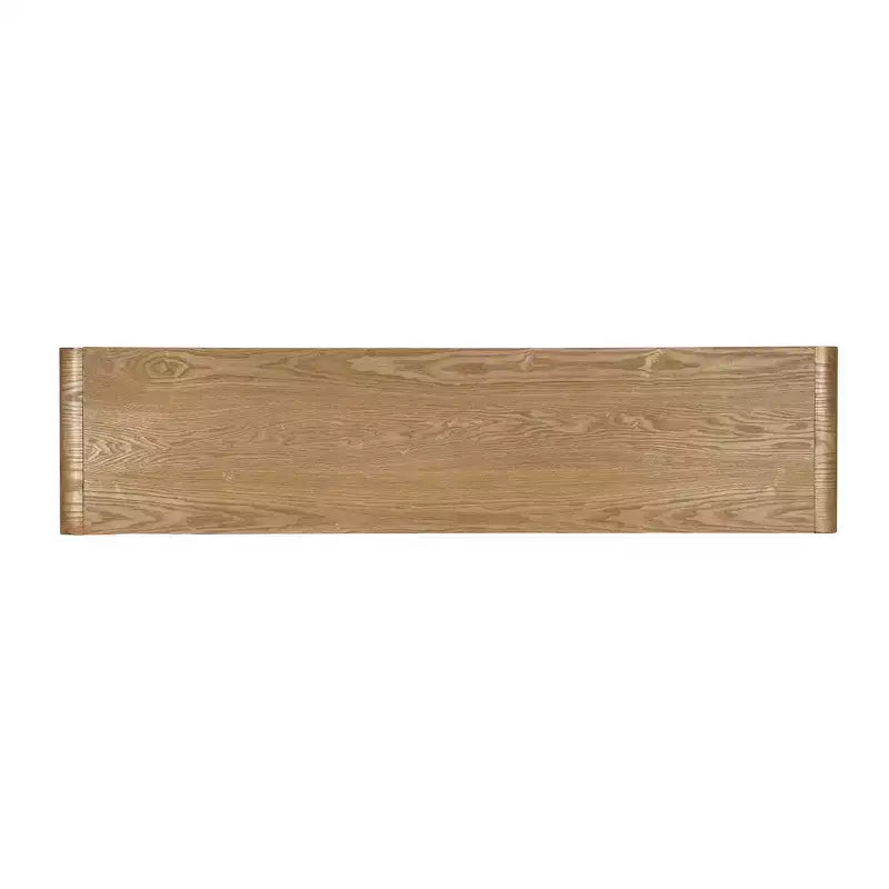 Consolle moderna da ingresso con 3 cassetti, doghe verticali e bordo arrotondato, larghezza 150 cm