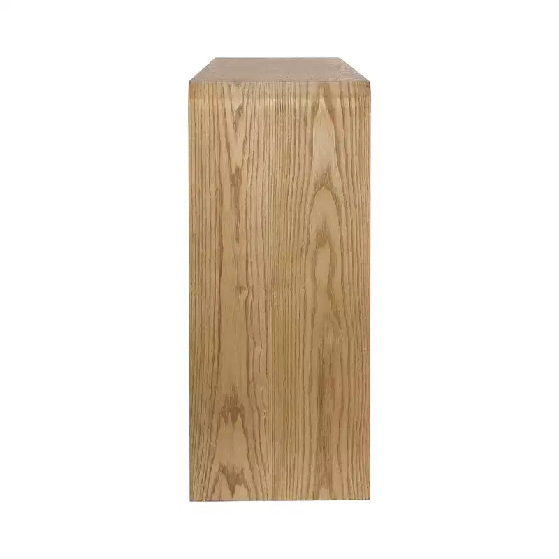 Consolle moderna da ingresso con 3 cassetti, doghe verticali e bordo arrotondato, larghezza 150 cm