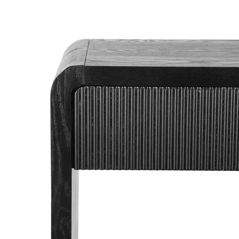 Consolle moderna da ingresso con 3 cassetti, doghe verticali e bordo arrotondato, larghezza 150 cm