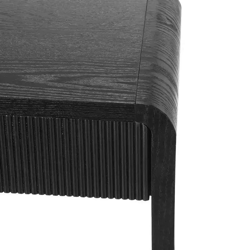 Consolle moderna da ingresso con 3 cassetti, doghe verticali e bordo arrotondato, larghezza 150 cm