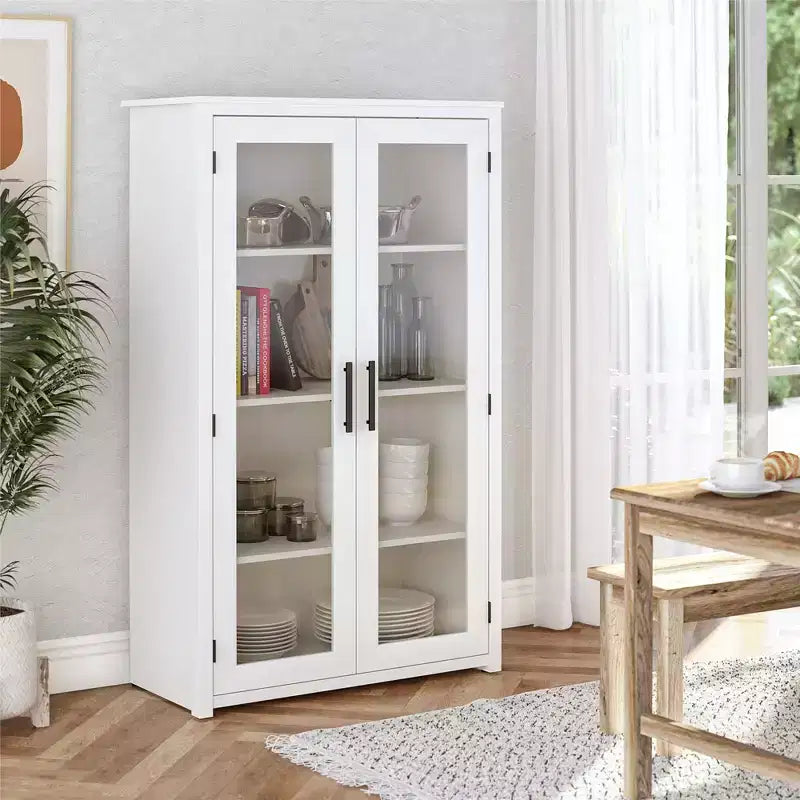 GDFStudio Arlowe Modern Wood Storage Cabinet with Glass Door
