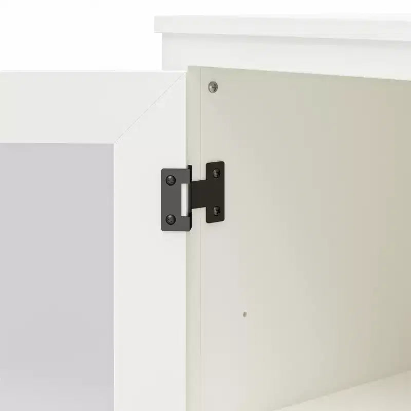 Mobile credenza moderno in legno con anta in vetro, 4 ripiani regolabili, altezza 141 cm
