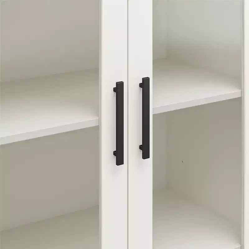 Mobile credenza moderno in legno con anta in vetro, 4 ripiani regolabili, altezza 141 cm