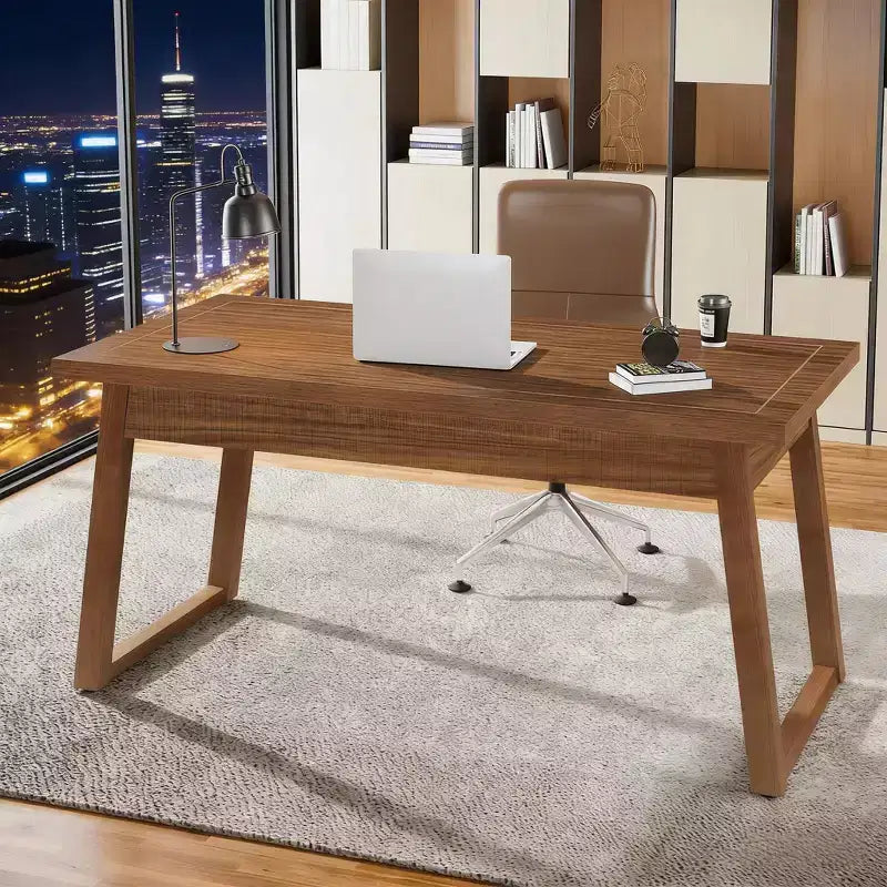 Scrivania in legno per computer, tavolo da studio/scrivania in stile moderno di metà secolo con cassetto