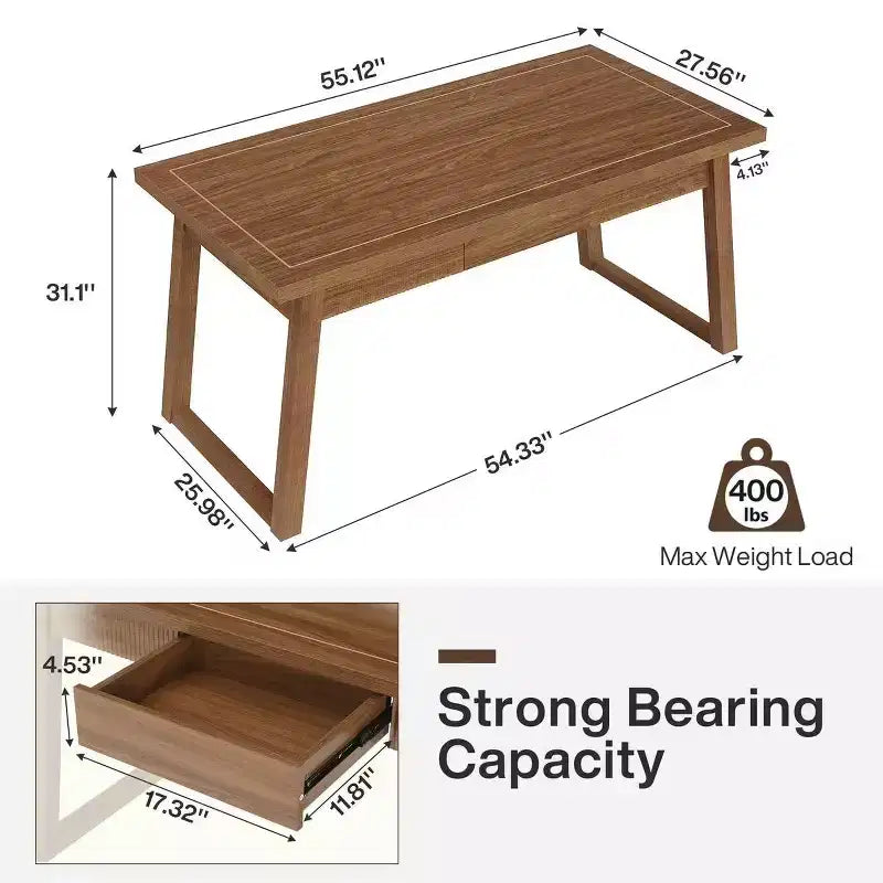 Scrivania in legno per computer, tavolo da studio/scrivania in stile moderno di metà secolo con cassetto