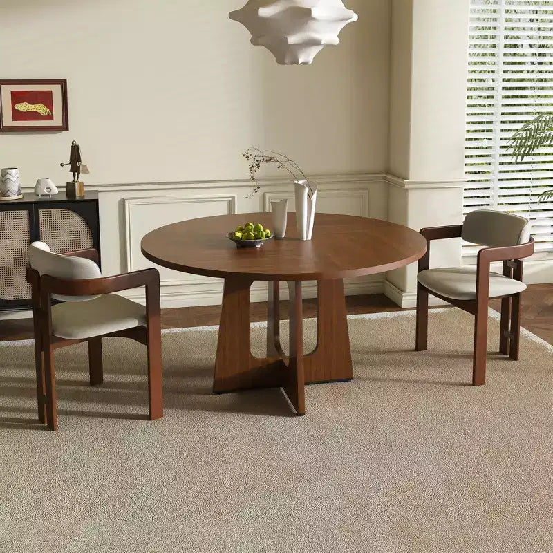 47 Round Dining Table for 4 Farmhouse Kitchen Table MDF Circle Table with Wood Grain Finish 300lb Weight Capacity for Dining Room Kitchen Living Room