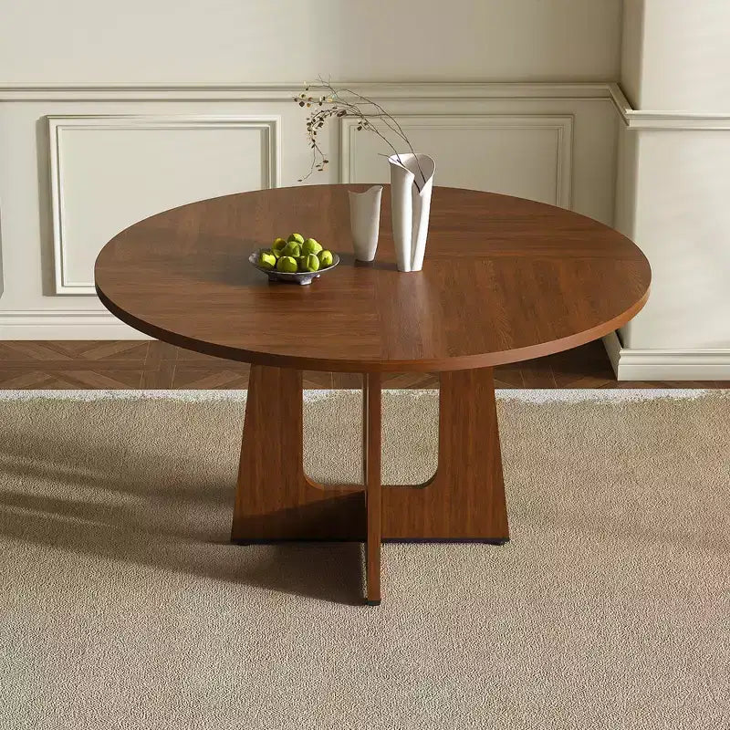 Tavolo da pranzo rotondo da 47 pollici per 4 persone, tavolo da cucina rustico in MDF con finitura effetto legno, capacità di carico di 300 libbre per sala da pranzo, cucina, soggiorno