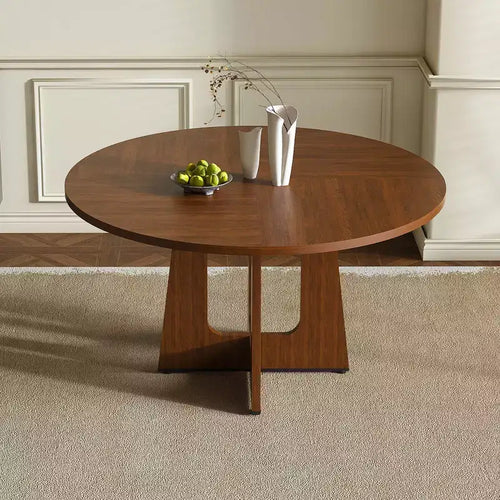 Tavolo da pranzo rotondo da 47 pollici per 4 persone, tavolo da cucina rustico in MDF con finitura effetto legno, capacità di carico di 300 libbre per sala da pranzo, cucina, soggiorno