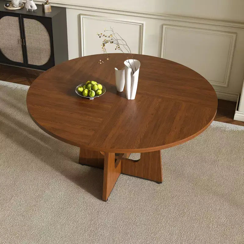 Tavolo da pranzo rotondo da 47 pollici per 4 persone, tavolo da cucina rustico in MDF con finitura effetto legno, capacità di carico di 300 libbre per sala da pranzo, cucina, soggiorno