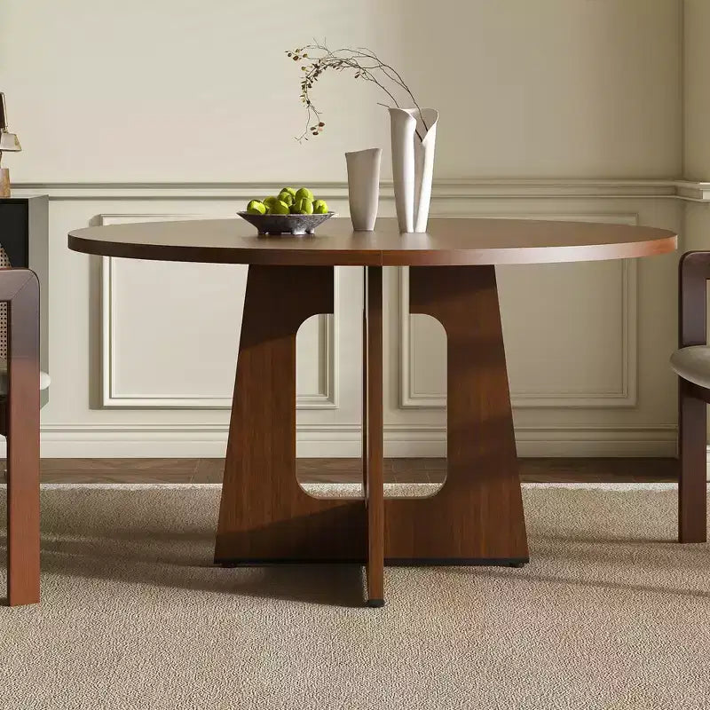 Tavolo da pranzo rotondo da 47 pollici per 4 persone, tavolo da cucina rustico in MDF con finitura effetto legno, capacità di carico di 300 libbre per sala da pranzo, cucina, soggiorno