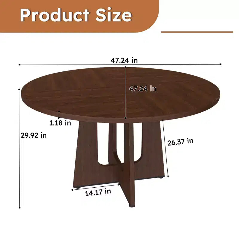 Tavolo da pranzo rotondo da 47 pollici per 4 persone, tavolo da cucina rustico in MDF con finitura effetto legno, capacità di carico di 300 libbre per sala da pranzo, cucina, soggiorno