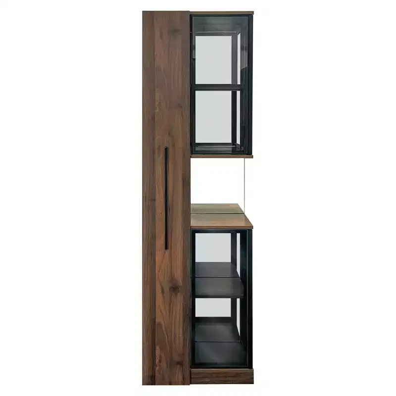 Vetrinetta alta 70", con anta in vetro, 5 ripiani in legno, mobiletto indipendente, espositore per libri per ufficio in casa