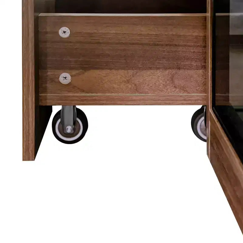 Vetrinetta alta 70", con anta in vetro, 5 ripiani in legno, mobiletto indipendente, espositore per libri per ufficio in casa