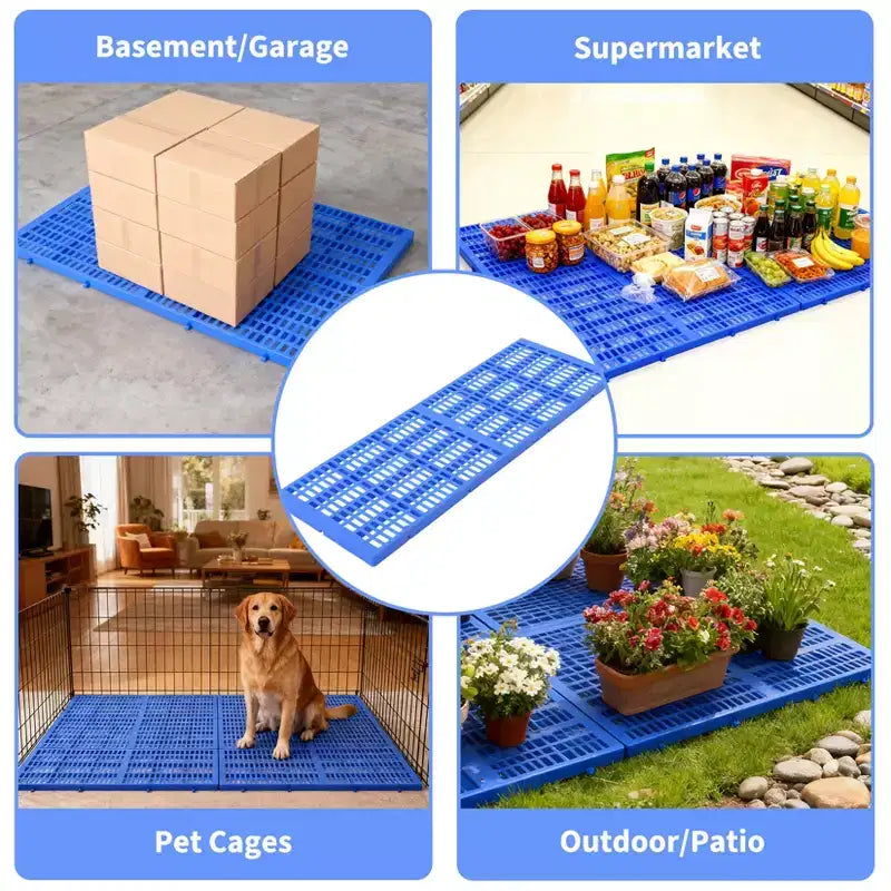 10 Pedane in Plastica Resistenti per Pavimenti, Tappetini da Stoccaggio Impermeabili e Resistenti all'Umidità, Design a Incastro per Garage, Officina e Uso Industriale