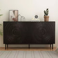 JVNOXK Modern Black Wooden Sideboard, Kitchen Storage Cabinet with Adjustable Shelves and Vacuum-Formed Door Design, Suitable for Kitchens, Black