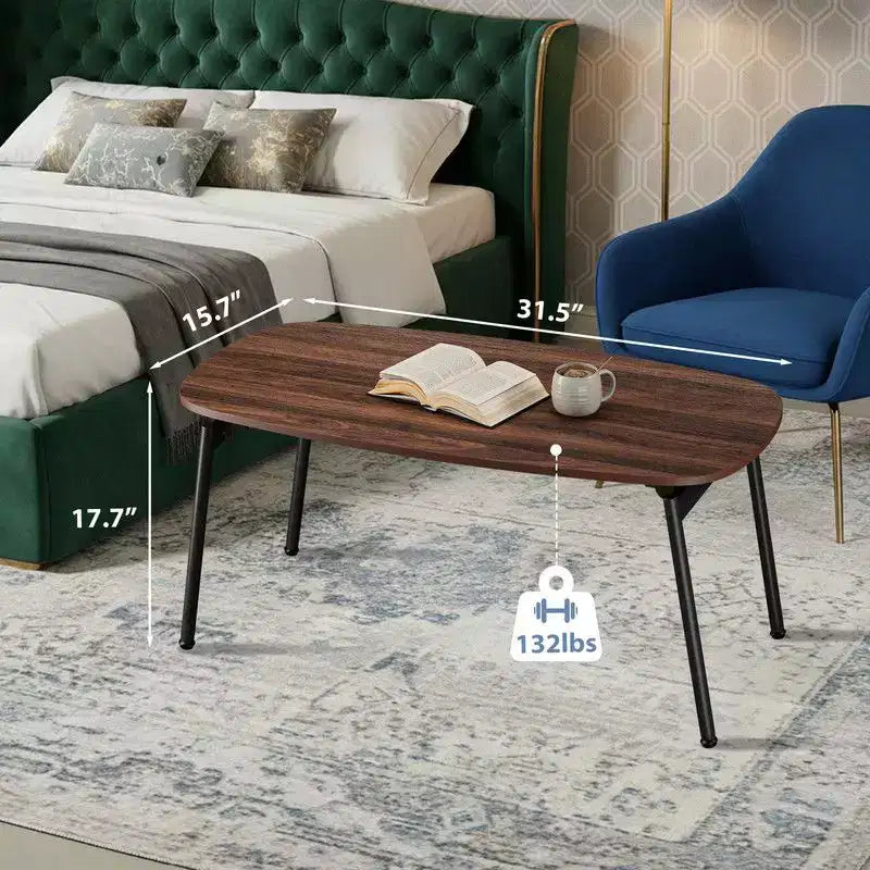 Tavolino da caffè pieghevole per soggiorno, nessun assemblaggio richiesto, piano in MDF con telaio in metallo