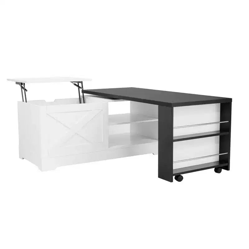 Tavolino da caffè sollevabile da 47'', tavolino centrale rettangolare in legno con contenitore nascosto, tavolino da cocktail espandibile per soggiorno, camera da letto, ufficio