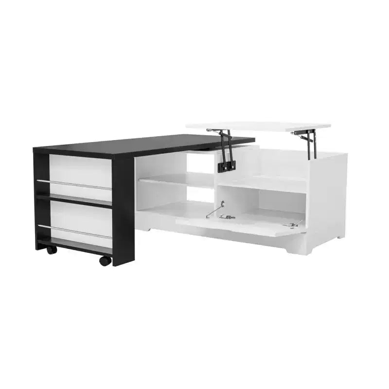 Tavolino da caffè sollevabile da 47'', tavolino centrale rettangolare in legno con contenitore nascosto, tavolino da cocktail espandibile per soggiorno, camera da letto, ufficio