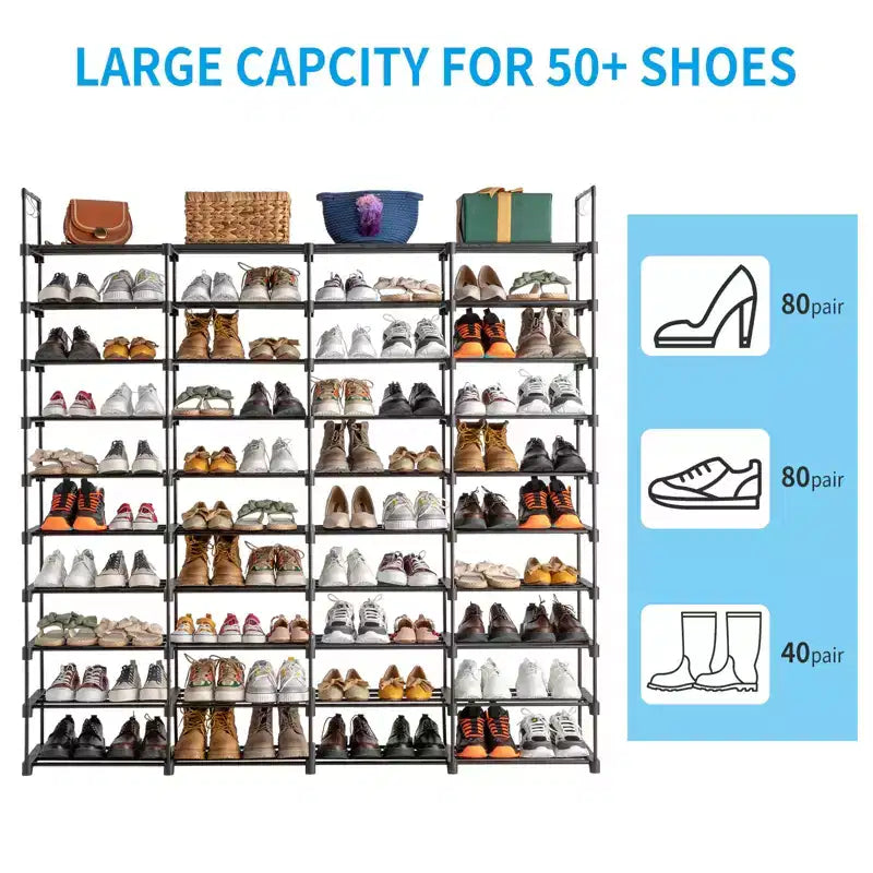 Scarpiera a 10 livelli, organizer per scarpe da ingresso, contiene 80 paia di scarpe, scarpiera impilabile
