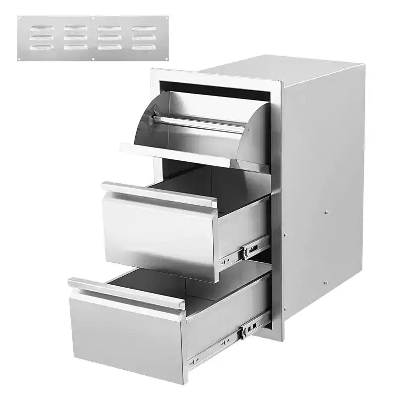 COZONY Outdoor Stainless Steel Drawer, Rustproof Weatherproof Storage with Soft-Close Slides for BBQ Grill Kitchen